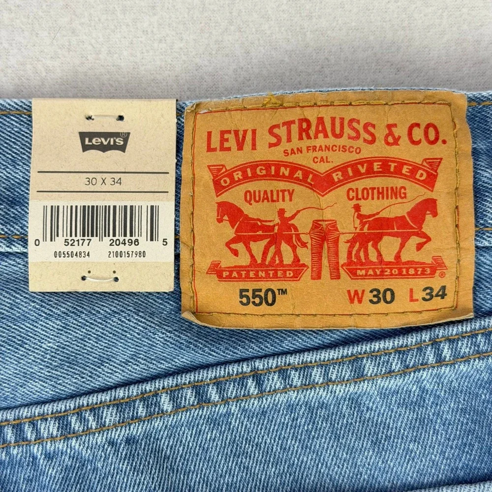 Levi's Jeans 550 Men 30x34 Blue Denim Relaxed Fit Cotton Straight Leg NWT